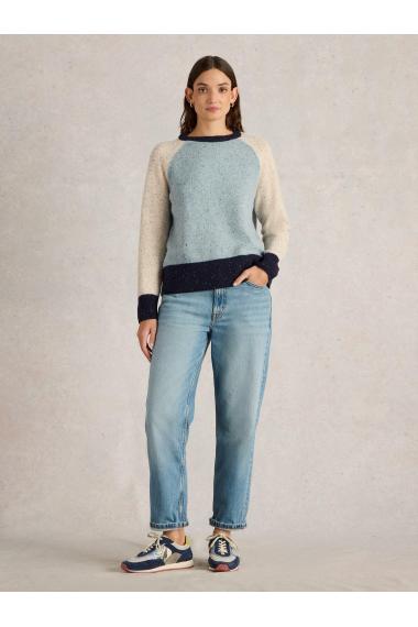 White Stuff COLOURBLOCK NEP JUMPER in BLUE MLT Art. WS443047