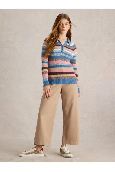 White Stuff RIB COLLAR STRIPE JUMPER in BLUE MLT Art. WS443071