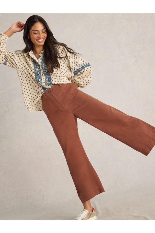 White Stuff Romy Wide Leg Cropped Trouser in DARK TAN Art. WS442669