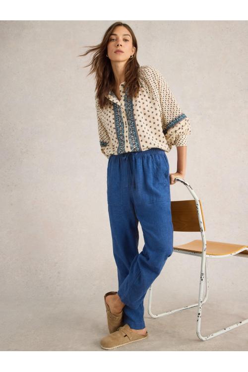 White Stuff Elle Linen Blend Trouser in CHAMB BLUE Art. WS442670