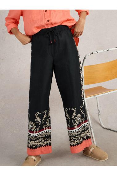 White Stuff Belle Linen Wide Leg Trouser in BLK PR Art. WS442673