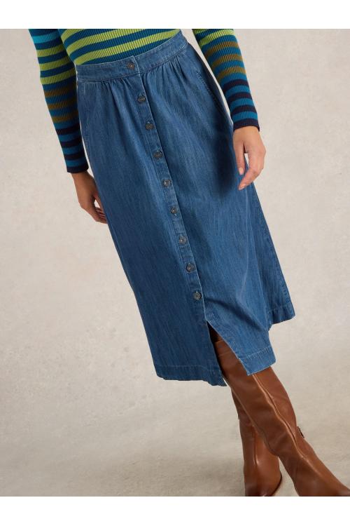 White Stuff Heather Denim Midi Skirt in MID DENIM Art. WS442700