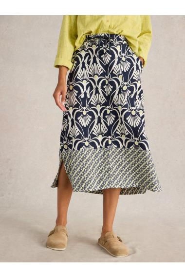 White Stuff Elle Linen Blend Skirt in NAVY PR Art. WS442703