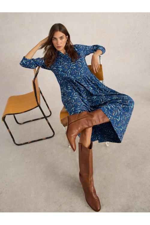 White Stuff Rylee Jersey Shirt Dress in BLUE PR Art. WS442737