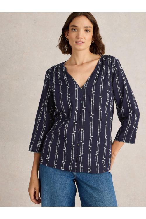 White Stuff Rae Organic Cotton Top in NAVY MULTI Art. WS442792