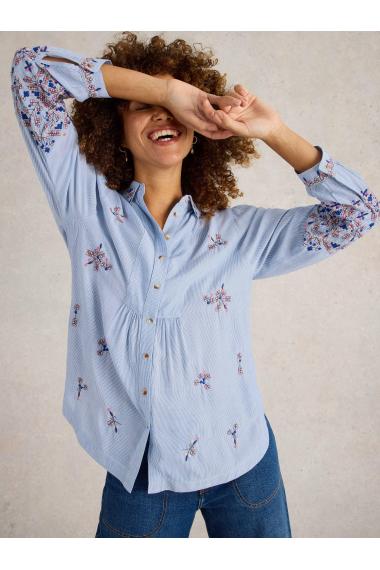 White Stuff Geri Embroidered Shirt in BLUE MLT Art. WS442800