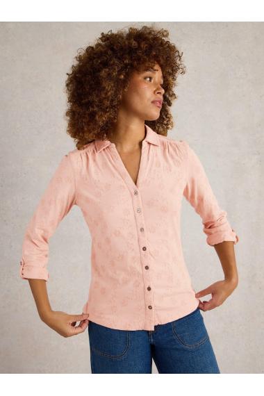 White Stuff ANNIE BRODERIE JERSEY SHIRT in DUS PINK Art. WS442979