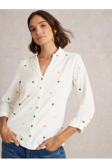 White Stuff ANNIE EMBROIDERED JERSEY SHIRT in IVORY MLT Art. WS442990