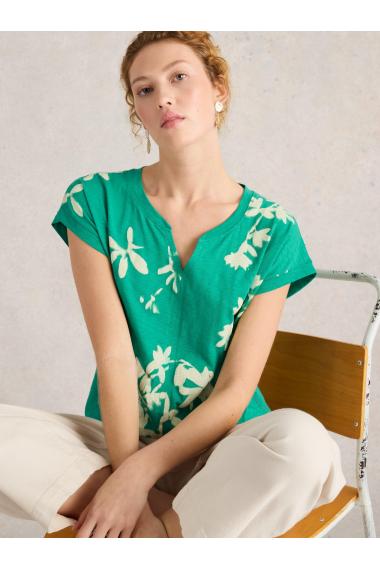 White Stuff NELLY NOTCH NECK TEE in GREEN MLT Art. WS443000