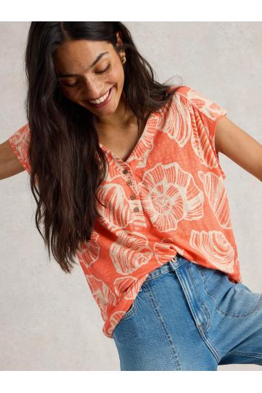 White Stuff NINA LINEN TEE in CORAL PR Art. WS443014