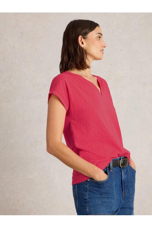 White Stuff NELLY NOTCH NECK TEE in BRT PINK Art. WS443029