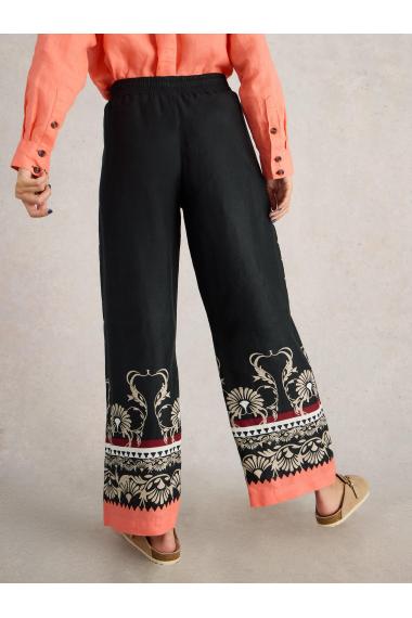 White Stuff Belle Linen Wide Leg Trouser in BLK PR Art. WS442673