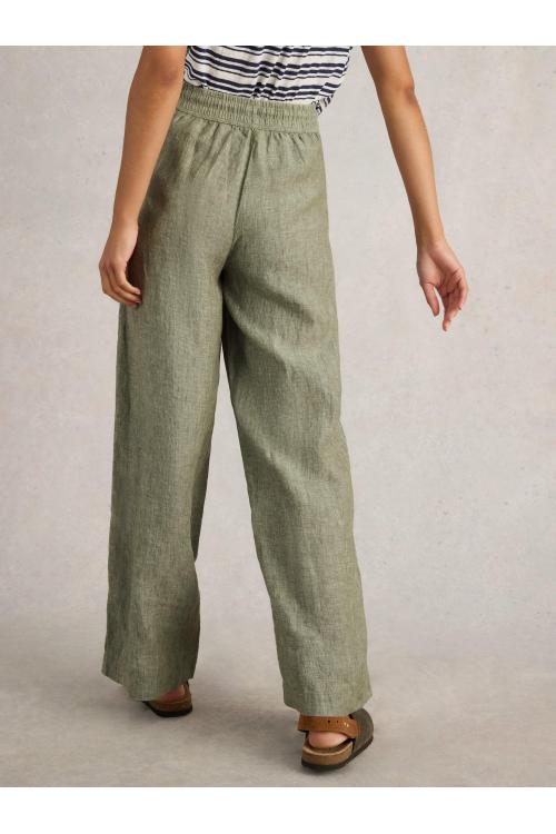 White Stuff Belle Linen Wide Leg Trouser in MID GREEN Art. WS442673