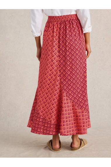 White Stuff Sara Linen Blend Maxi Skirt in RED MLT Art. WS442704