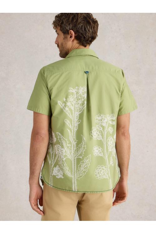 White Stuff Floral Border SS Printed Shirt in GREEN PR Art. WS442777