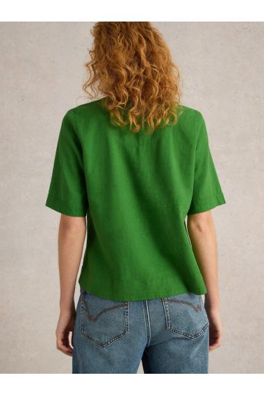 White Stuff Ash Linen Blend Top in MID GREEN Art. WS442784