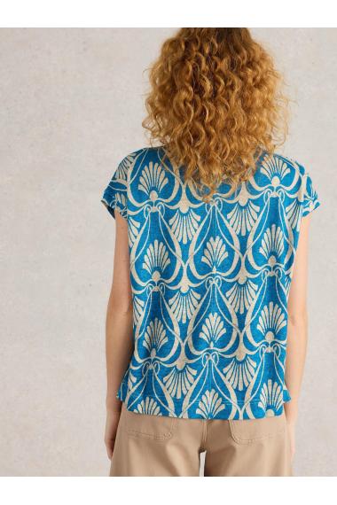 White Stuff IRIS LINEN TEE in BLUE PR Art. WS442987