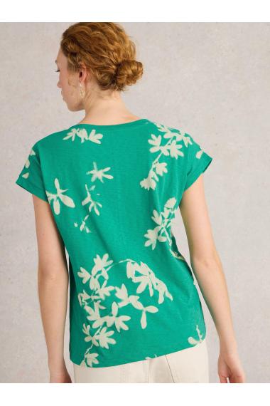 White Stuff NELLY NOTCH NECK TEE in GREEN MLT Art. WS443000