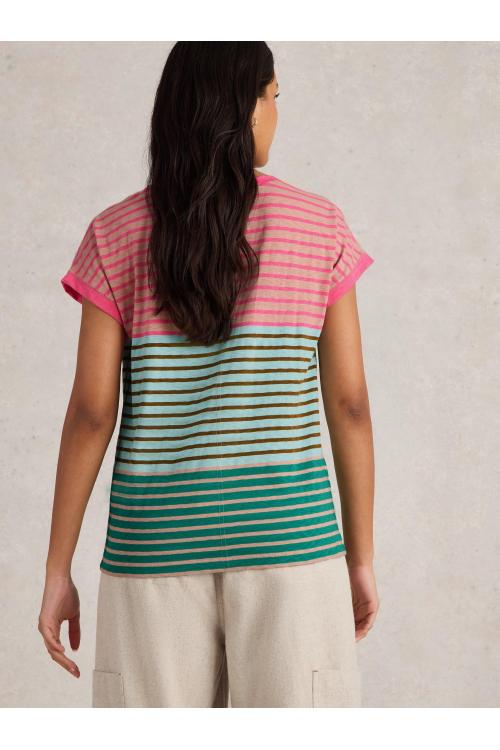 White Stuff NELLY NOTCH NECK TEE in PINK MLT Art. WS443029