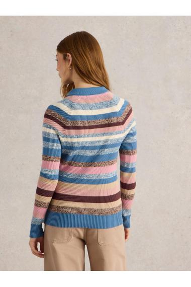 White Stuff RIB COLLAR STRIPE JUMPER in BLUE MLT Art. WS443071