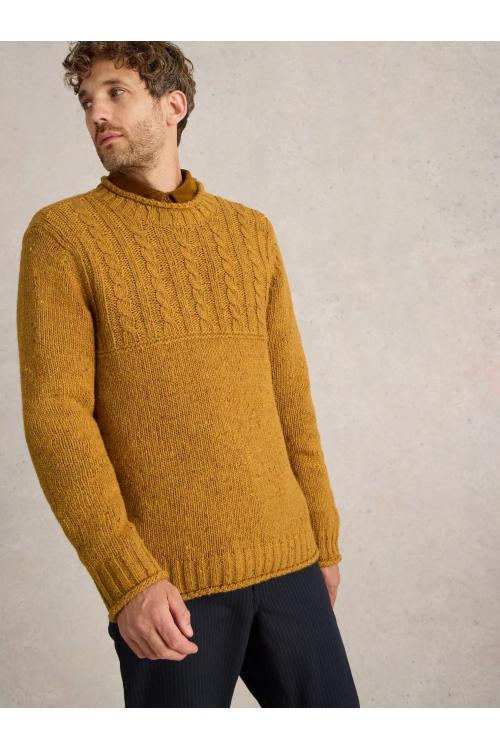 White Stuff Cable Mix Crew Neck in MID YELLOW Art. WS443179