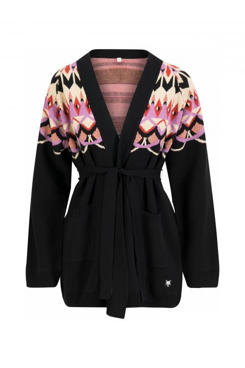 Blutsgeschwister Zipper/ Cardigan Winterdays Wrapper in nostalgic island knit black Gr. S