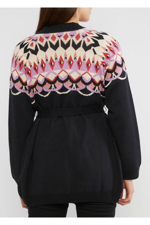 Blutsgeschwister Zipper/ Cardigan Winterdays Wrapper in nostalgic island knit black Gr. S