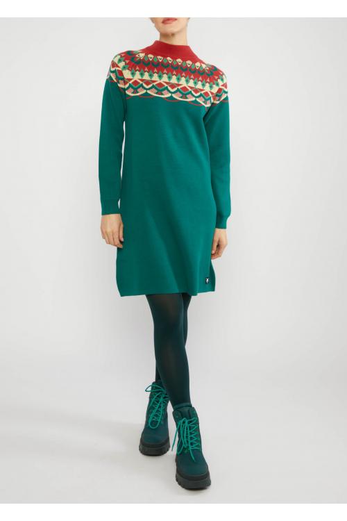 Blutsgeschwister Midi- Kleid Scandi woods in nostalgic island knit green Gr. S