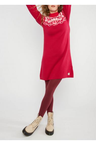 Blutsgeschwister Midi- Kleid Scandi woods in nostalgic island knit red Gr. S