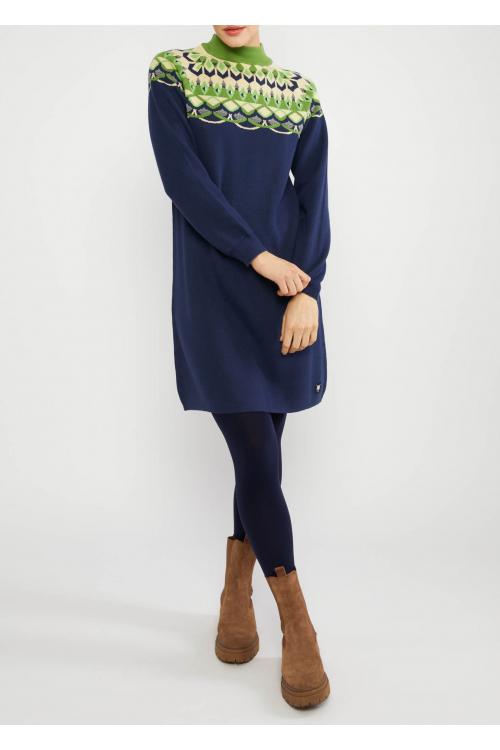 Blutsgeschwister Midi- Kleid Scandi woods in nostalgic island knit midnight Gr. S