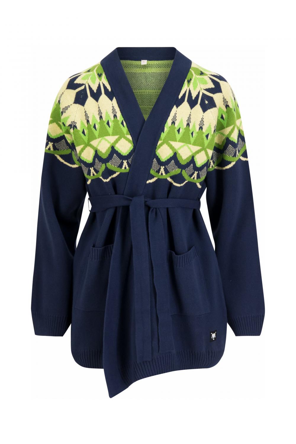 Blutsgeschwister Zipper/ Cardigan Winterdays Wrapper in nostalgic island knit midnight Gr. S