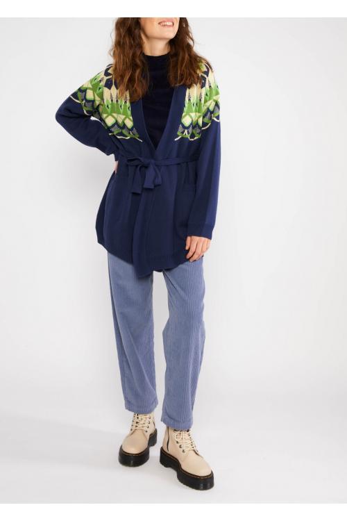 Blutsgeschwister Zipper/ Cardigan Winterdays Wrapper in nostalgic island knit midnight Gr. S