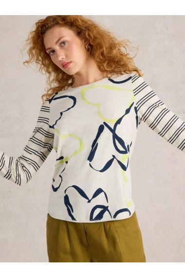 White Stuff CLARA LS TEE in Nat Pr Art. WS442989