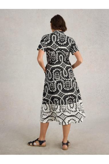 White Stuff Womens Rua Jersey Shirt Dress  in BLK_PR Art WS443797