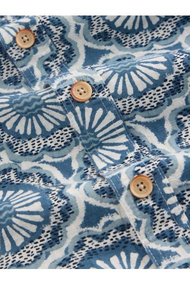 White Stuff Mens Floral Tile SS Printed Shirt  in BLUE_PR Art WS443557