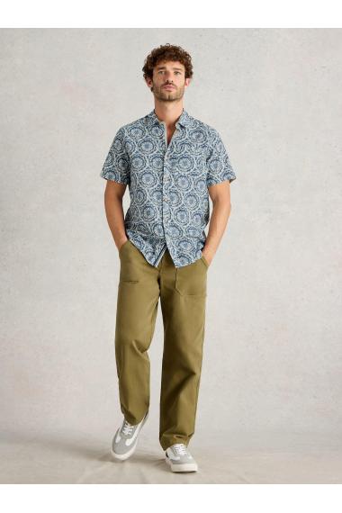 White Stuff Mens Floral Tile SS Printed Shirt  in BLUE_PR Art WS443557