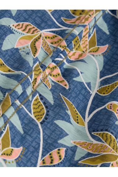 White Stuff Mens Bamboo Leaves Printed Polo  in BLUE_PR Art WS443609