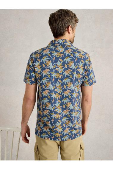White Stuff Mens Bamboo Leaves Printed Polo  in BLUE_PR Art WS443609