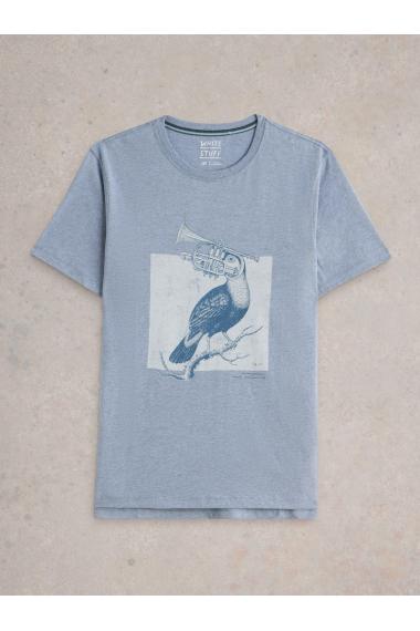White Stuff Mens Toucan Graphic Tee  in BLUE_PR Art WS443607