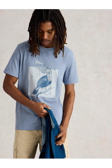 White Stuff Mens Toucan Graphic Tee  in BLUE_PR Art WS443607
