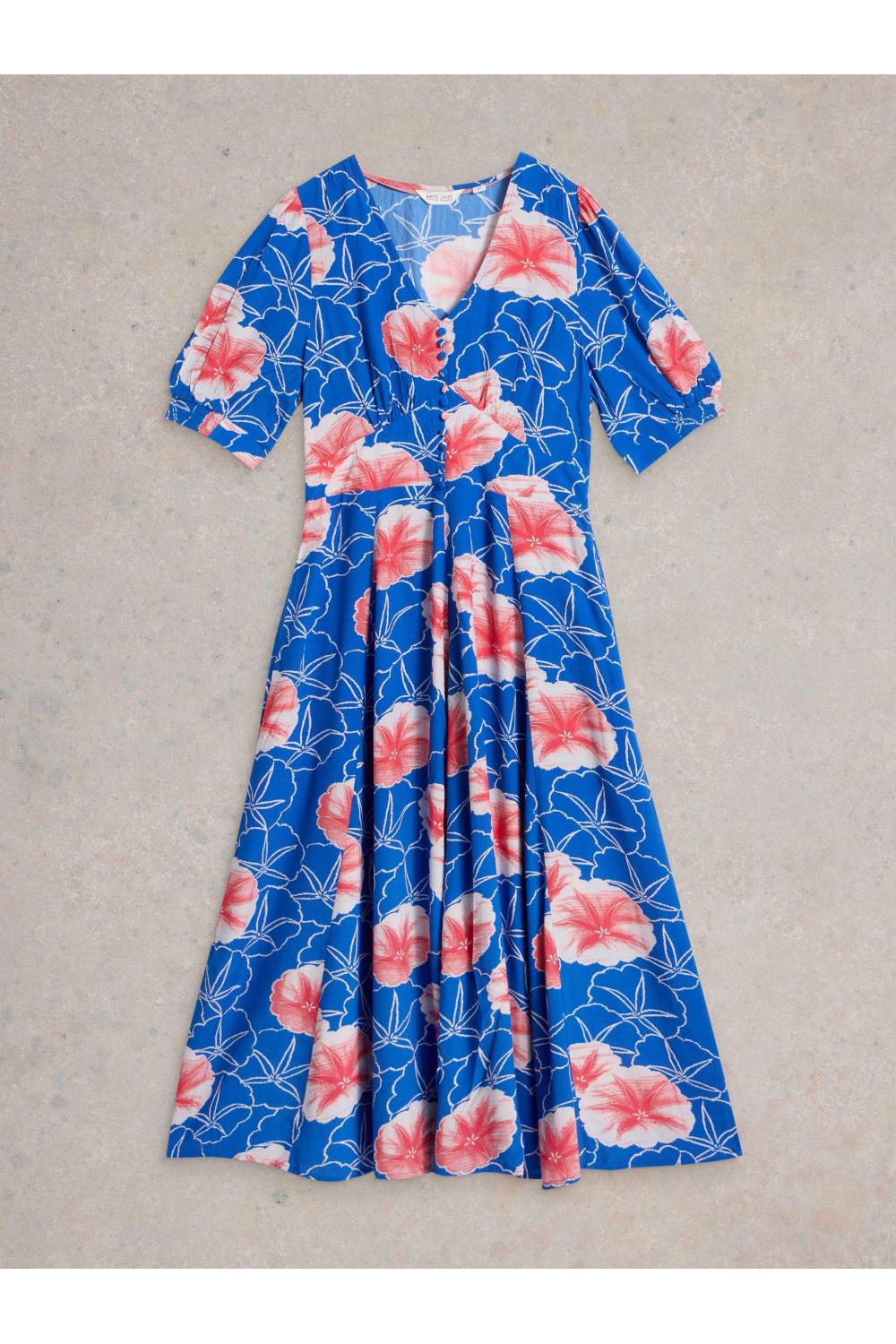 White Stuff Womens Hazel Bias Cut Dress  in BLUE_PR Art WS443534