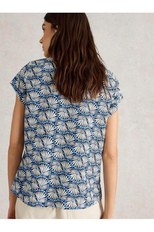 White Stuff Womens Rae Organic Cotton Top  in BLUE_PR Art WS443467