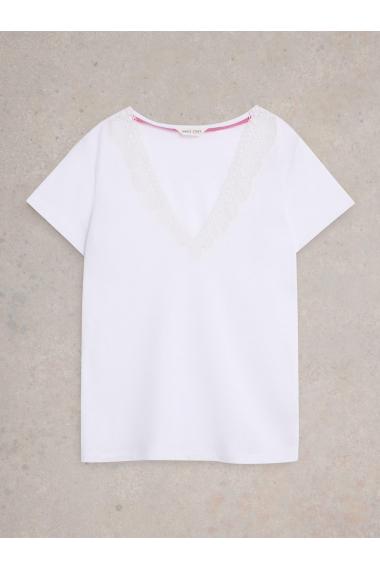 White Stuff Womens ELLIE LACE TEE  in BRIL_WHITE Art WS440832