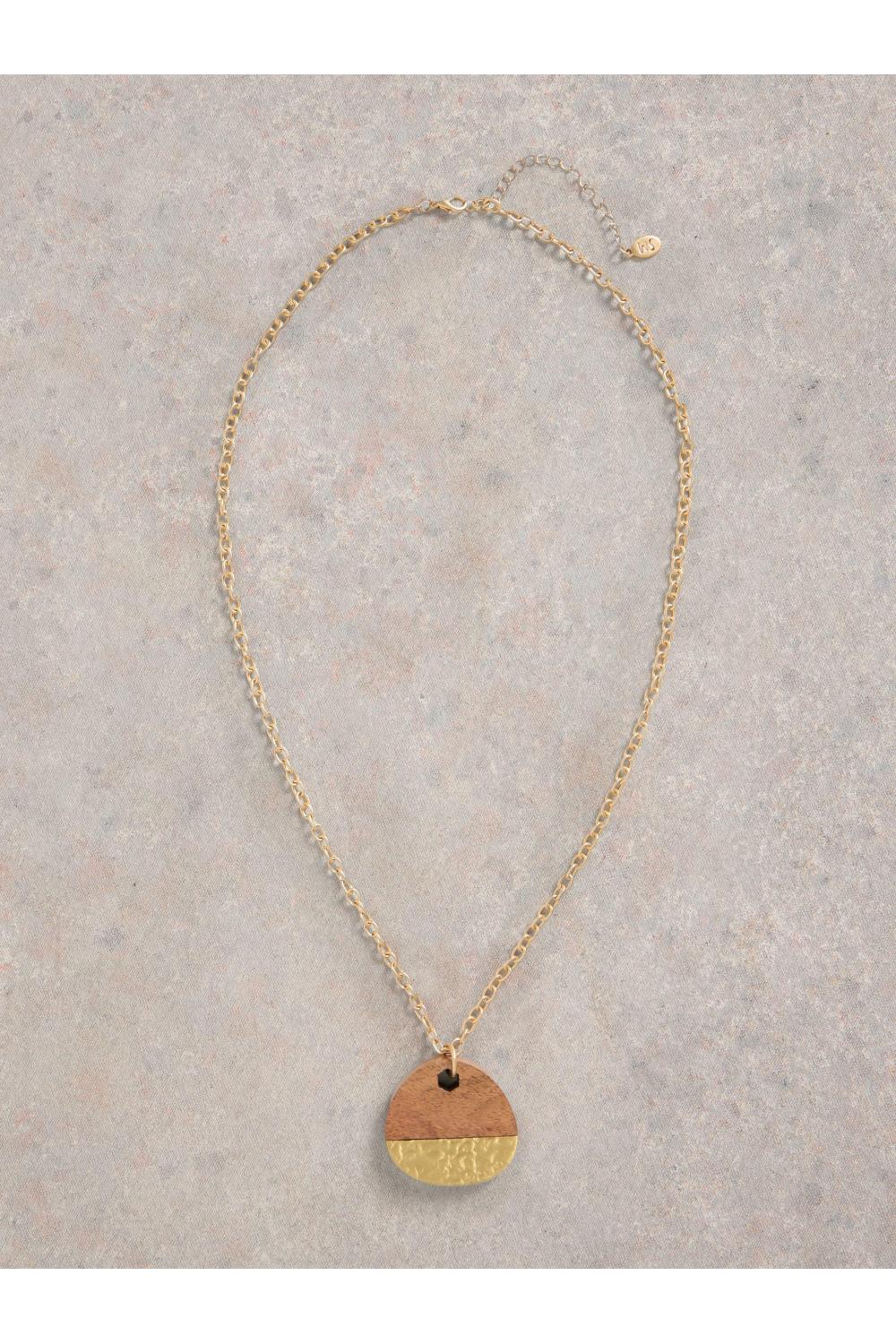 White Stuff Womens Hammered Wooden Mix Pendant  in BROWN_MLT Art WS443597
