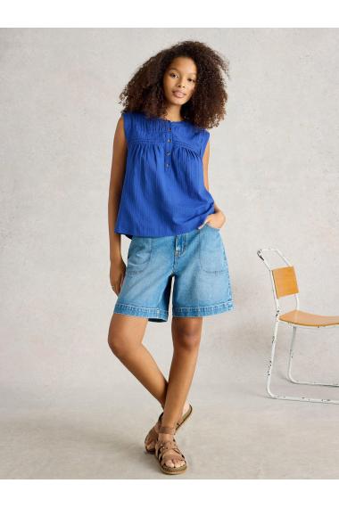 White Stuff Womens ISLA MIX TOP  in BRT_BLUE Art WS443711