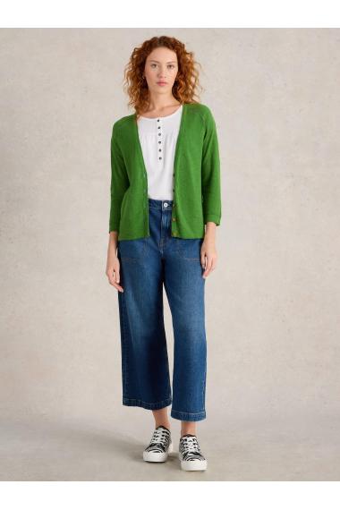 White Stuff Womens NARIA LINEN BLEND CARDI  in BRT_GREEN Art WS443045