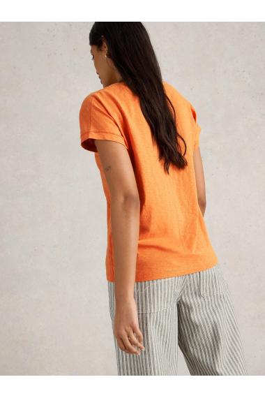 White Stuff Womens NELLY NOTCH NECK TEE  in BRT_ORANGE Art WS443000