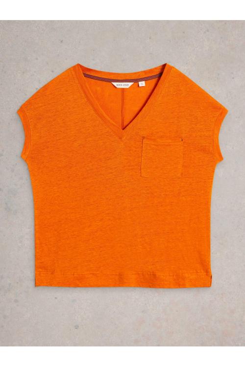 White Stuff Womens IRIS LINEN TEE  in BRT_ORANGE Art WS442987
