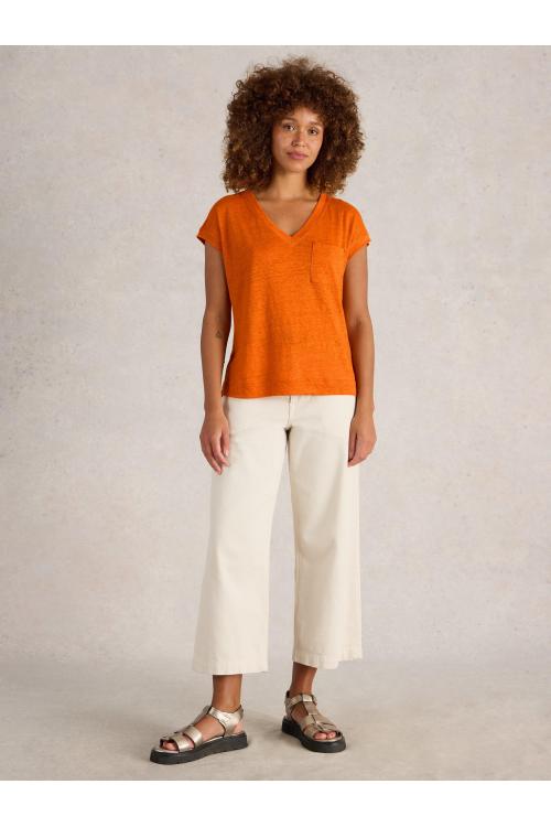 White Stuff Womens IRIS LINEN TEE  in BRT_ORANGE Art WS442987