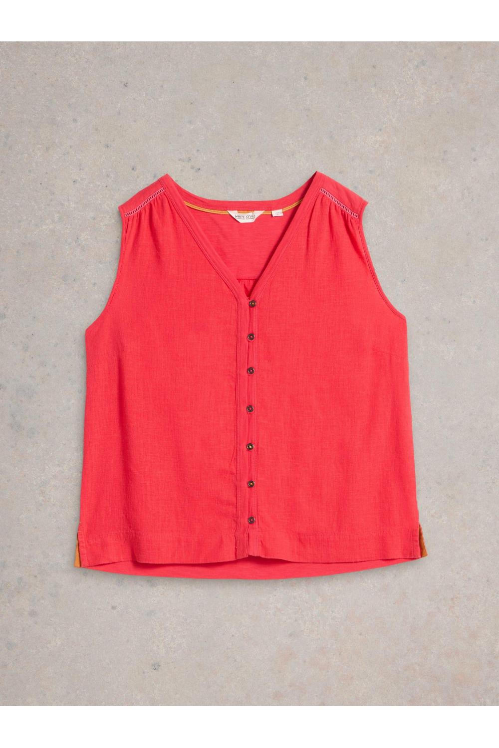 White Stuff Womens DELILAH BUTTON TOP  in BRT_PINK Art WS442988